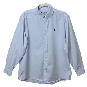 Seahorse Collection Men’s Oxford Shirt Light Blue Button Down Size Large Preppy